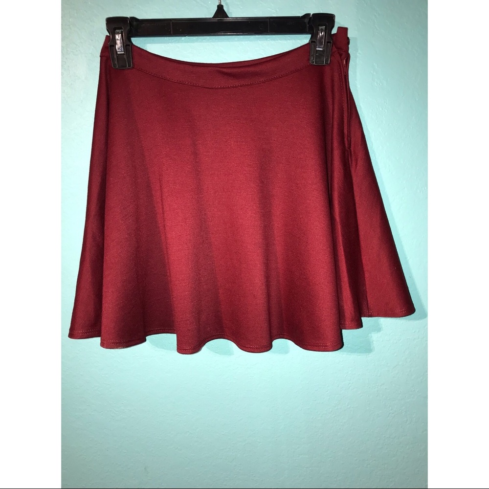 Burgundy Skater Skirt